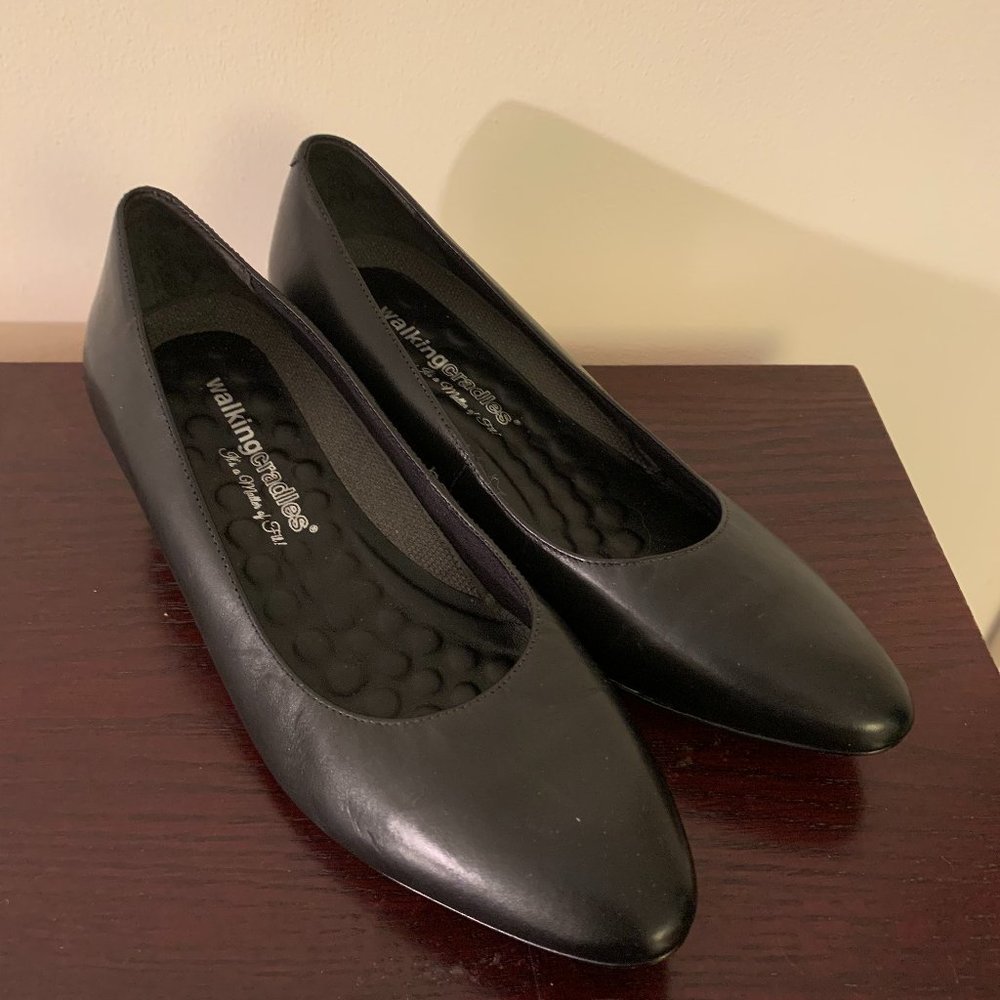 Walking Cradles Leather Black Heels